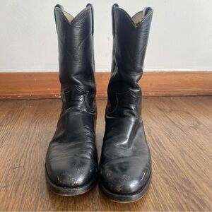 Justin Boots Black Leather Combat Boots